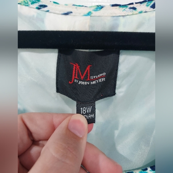 JM Studio Blue, Green & White Dot Geometric Print Sleeveless Dress in Size 18 - Picture 2 of 14